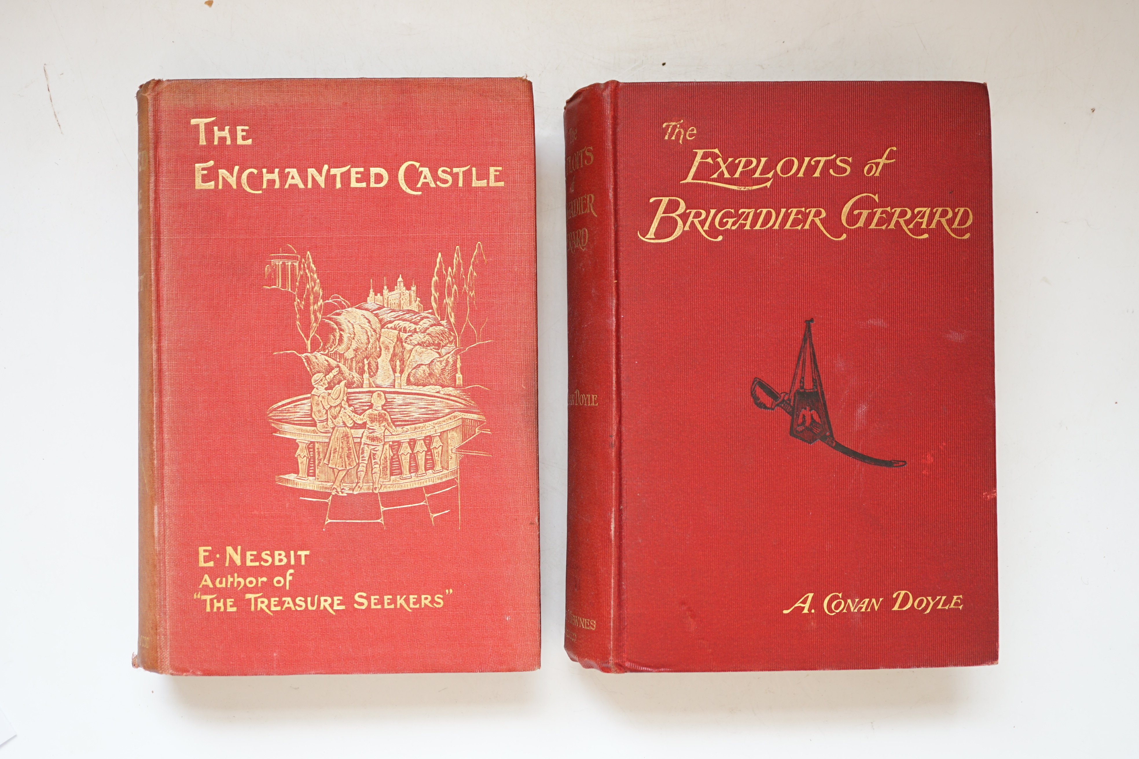Doyle, Sir Arthur Conan -The Exploits of Brigadier Gerald, 1st edition, 8vo, red cloth gilt, with 24 illustrations by W.B. Wollen, bookplate to paste down, ink presentation inscription to front fly-leaf, George Newes, Lo